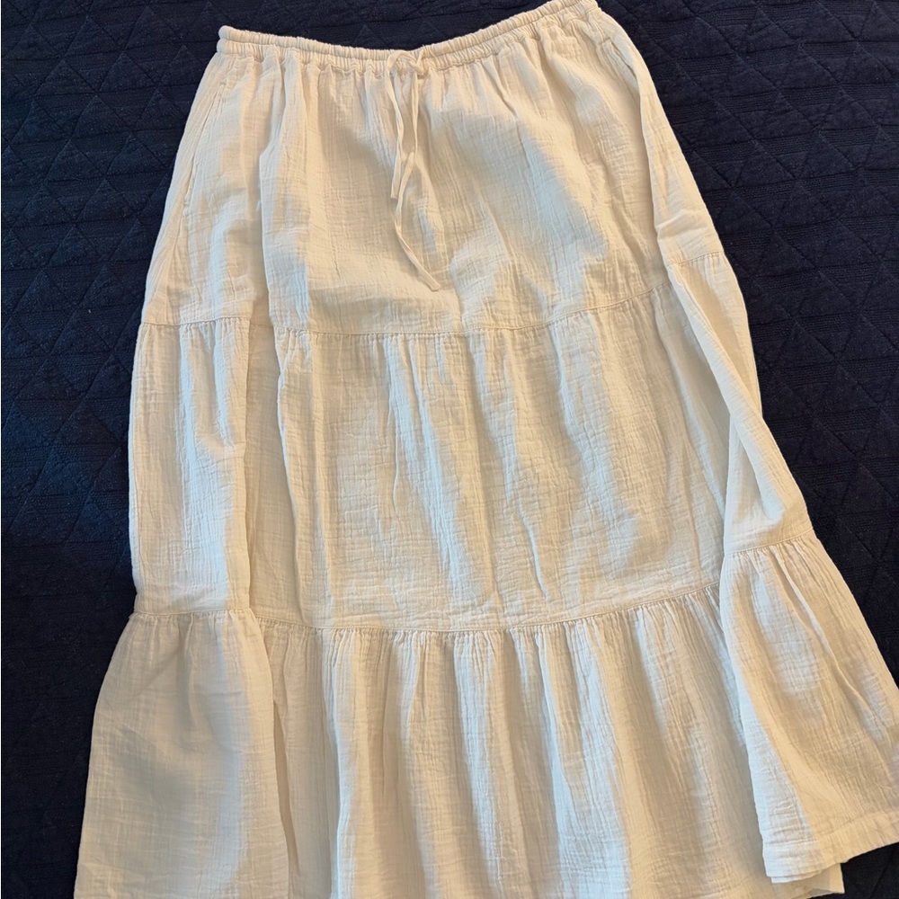 Pact White Tiered A-Line Skirt